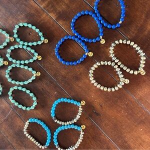 Elegant Blue and Gold Beaded Bracelets